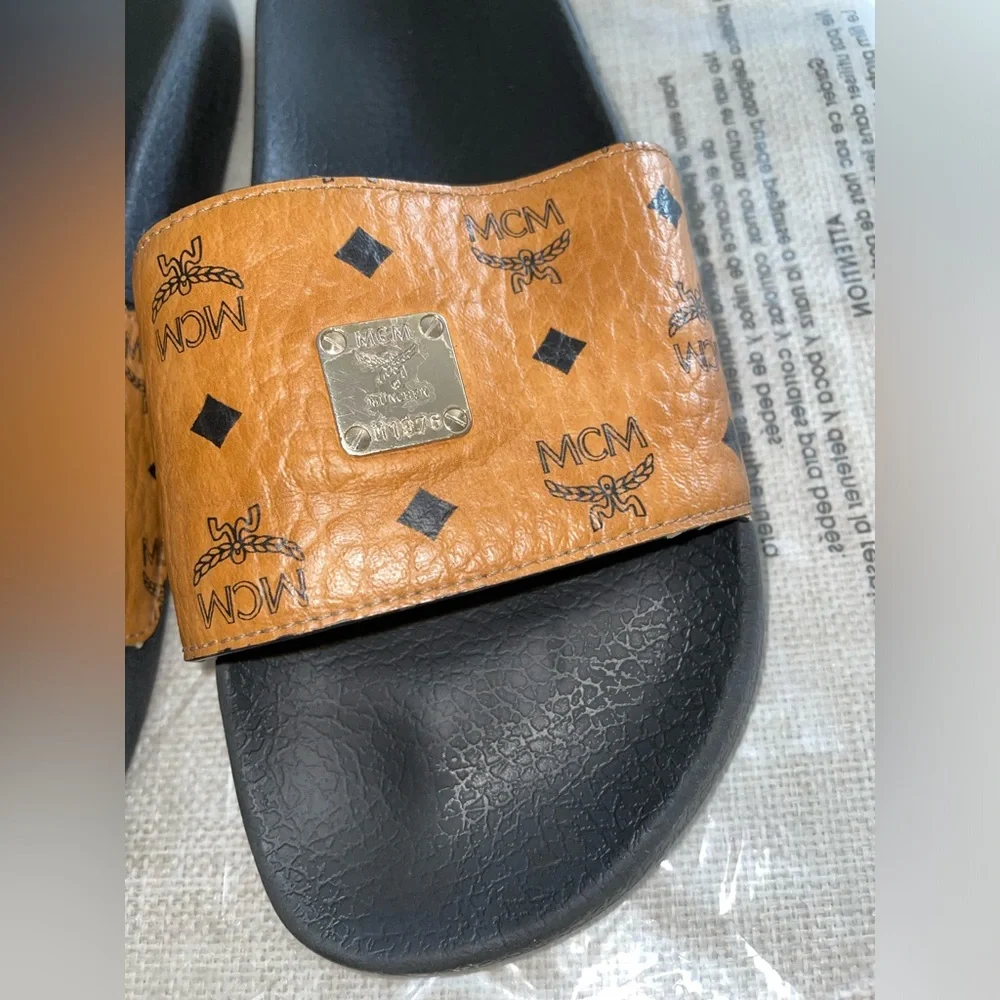 MCM Black and Brown Slide Sandals - Picture 6 of 16